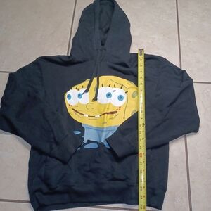 UT..SPINGEBOBBlack Hoodie with Cartoon Graphic